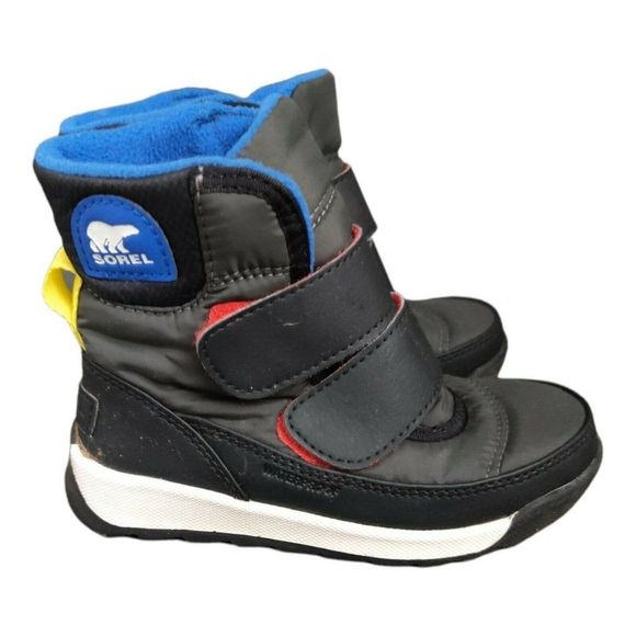 Sorel Other - Sorel Boys Whitney II Waterproof Strap Black Boots Shoes Children’s Sz 10